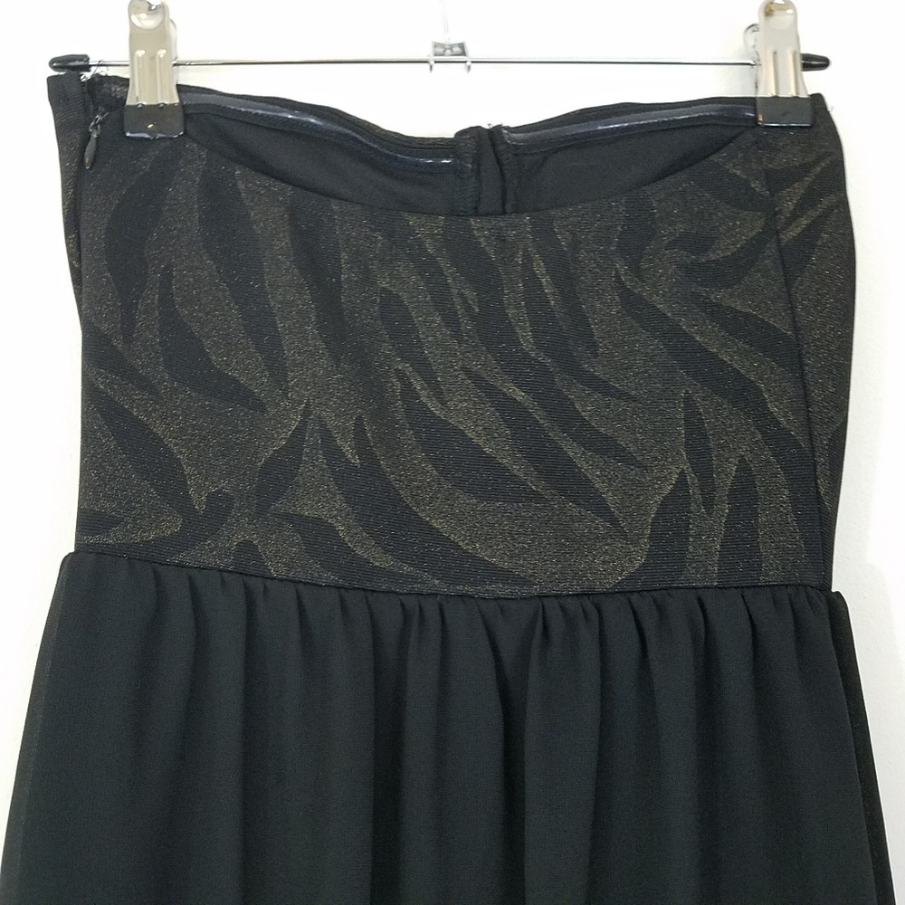 Wet Seal Dress Black Gold Strapless Hi/Lo Size XS - Picture 4 of 4